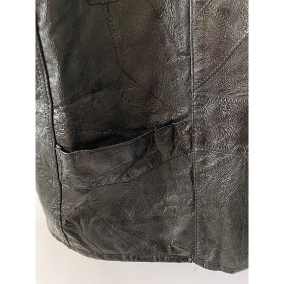 Leather Works Men’s Genuine Leather Black Patchwork Motorcycle Biker Vest XXL - Picture 5 of 16